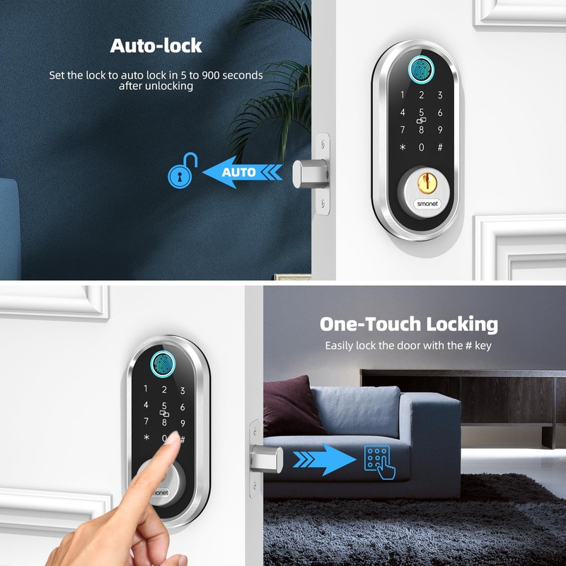 Smart Door Lock Keyless Deadbolt: SMONET Smart Locks for Front