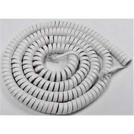 White Long Handset Cord Compatible with Geemarc Phone Ampli455 Ampli555 BDP400 Amplivoice50 Ampli500 Ampli550 Ampli600 Ampli CL100 CL300 Amplified Big Button Receiver Curly Coil