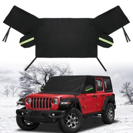SUNPIE Windshield Cover for Ice and Snow Compatible with 2018-2024 Wrangler JL Gladiator JT Frost Guard Windshield Snow Cover Windshield Ice Protector Cover with Side Mirror Cover Waterproof