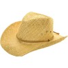 Fidra Unisex Natural Straw Cowboy Hat with Leather Headband (one