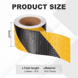 MECCANIXITY Reflective Tape, 2 Inch x 16 ft Warning Safety Sticker Night Reflectors Self-Adhesive Trailer Reflector Twill Tape for Cars Trucks Trailer, Yellow Black