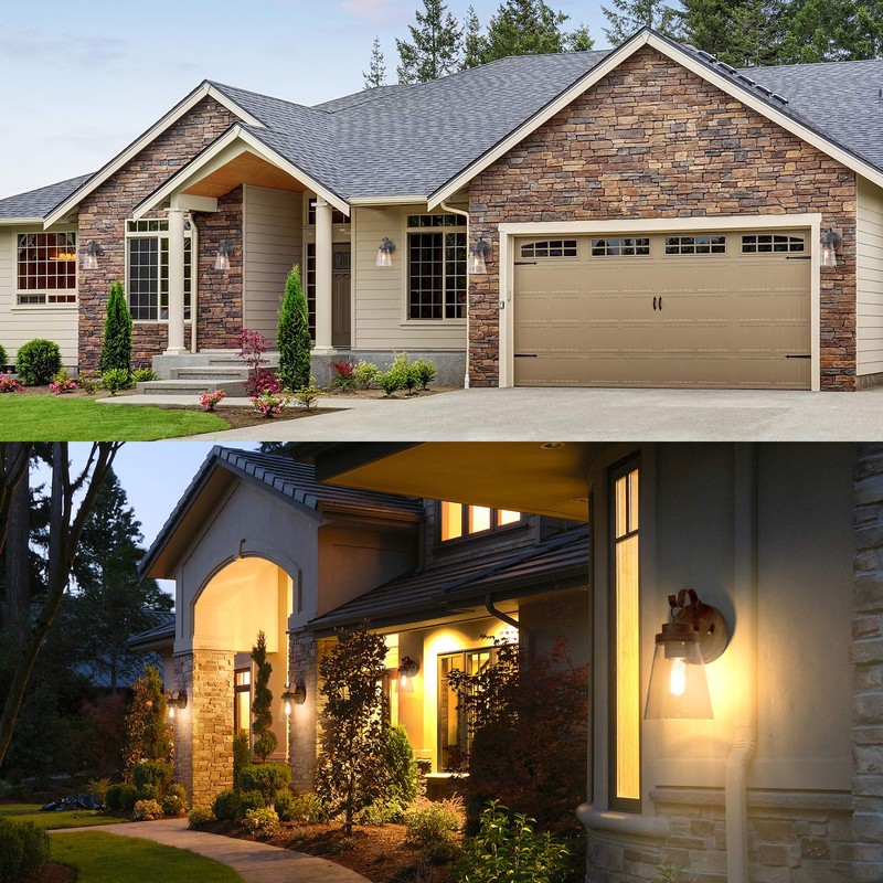 LNC Outdoor Light Fixtures Wall Mount 2 Pack, Clear Glass