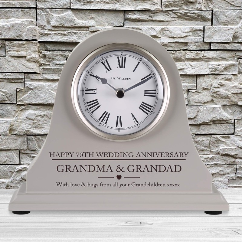 De Walden 70th Platinum Wedding anniversary couple gift Engraved Grey