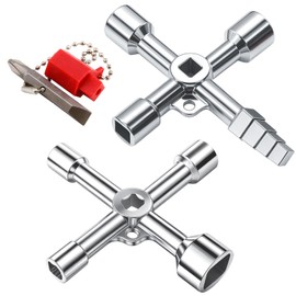 kaiyaya 2 pieces 4-way multifunctional key, triangular key, control cabinet key, 7 mm, 10 mm, 12 mm, 13 mm, 18 mm 3-sided key, universal square triangle key, universal control cabinet