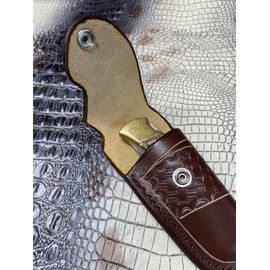 Carl Thomas Leathers Right Hand Knife Holster Fits Buck 110 Knife, Folding Knife Holder with Snap Flap, Sheath Only