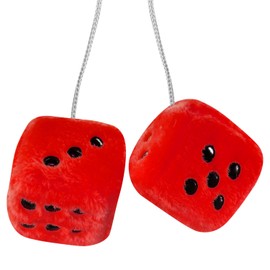 Rumyve Car Hanging Furry Dice, Vintage Car Hanging Dice,2pcs Car Pendants with Car Interior Decoration, Plush Car Decoration Pendant Accessories(Red)
