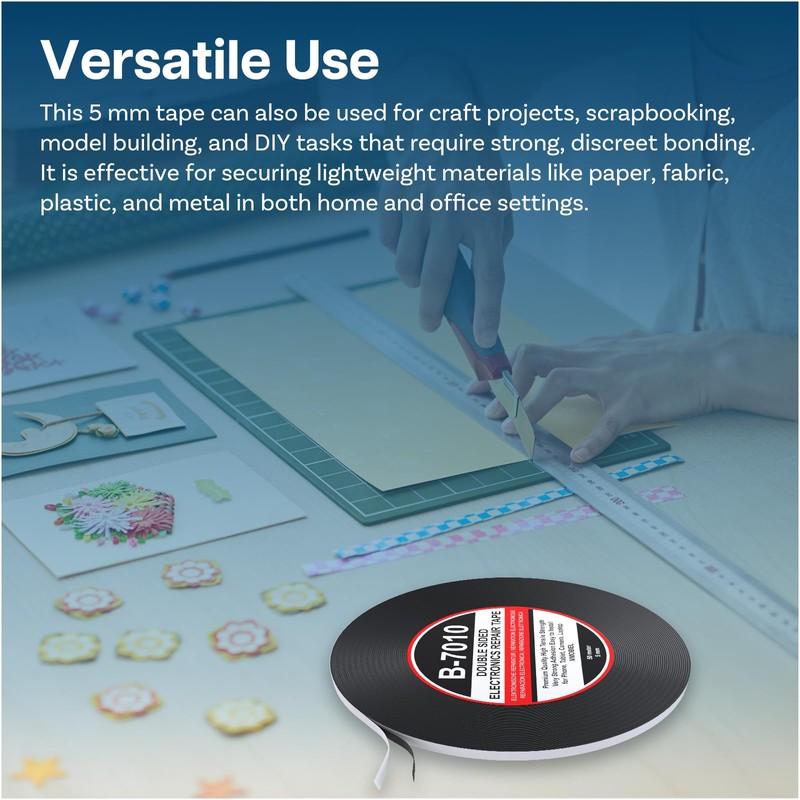 MMOBIEL Double Sided Adhesive Tape 5mm 50m Roll (164ft) Black
