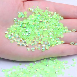 Flatback Rhinestones Round Gems for Nails Art and Crafts 4000Pcs SS6 2mm AB Crystals Glitter Stone DIY Bags Clothes Shoes (Light Green AB)