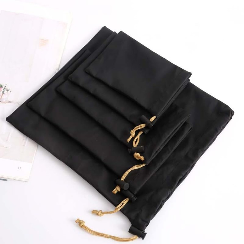 Anevous Pack of 6 PU Black Drawstring Bag, Waterproof Gift