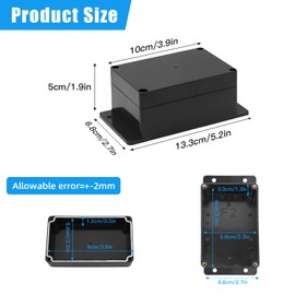 Pack of 2 Junction Boxes, Waterproof IP65 Junction Box Housing, Electrical Junction Box, Black Electronic Project Box Housing for Electrical Accessories, 100 x 68 x 50 mm