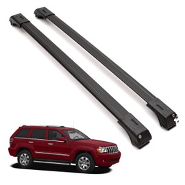 ERKUL Roof Rack Cross Bars for Jeep Grand Cherokee 2005-2010| Aluminum Crossbars with Anti Theft Lock for Rooftop | Compatible with Raised Rails - Black