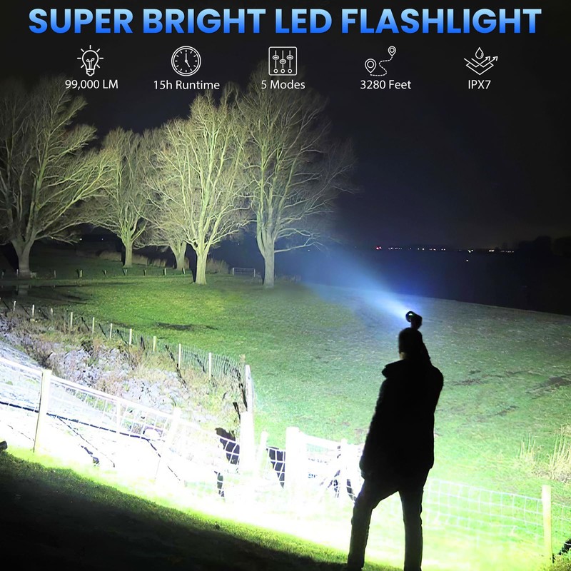 18FTRabbit Rechargeable LED Flashlights High Lumens, 99,000 Lumens Super Bright
