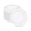 Bestluck 50 Pack White Plastic Bowls with Gold Rim, 12oz