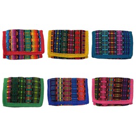 Mia Jewel Shop Multicolored Woven Striped Slim Soft Trifold Wallet Coin Purse with Card Slots - Womens Unisex Fashion Handmade Bags Boho Travel Accessories (Yellow)