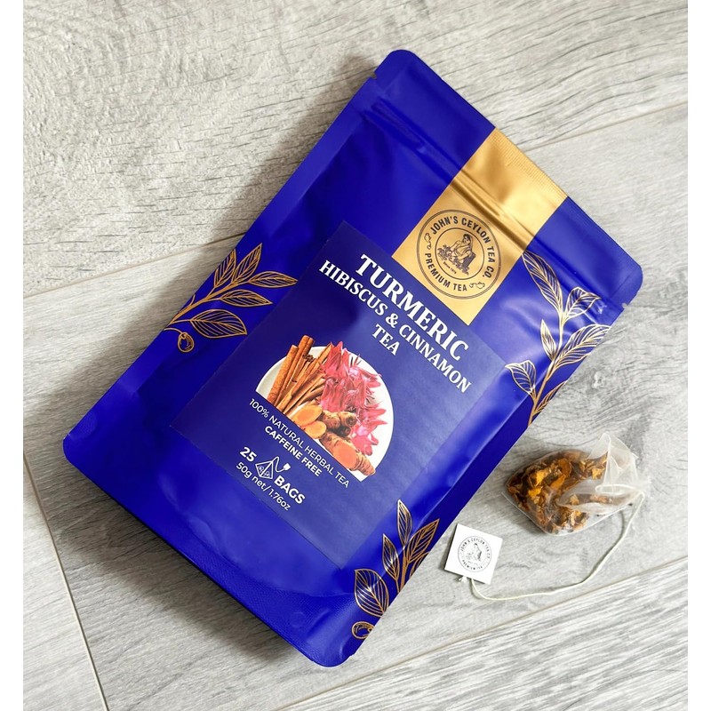 Premium Turmeric, Hibiscus & Cinnamon Blend Herbal Tea Bags, Natural