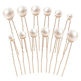 QFGasre 36 Pcs Wedding Pearl Hair Pins Pearl Bobby Pin Single Pearls Bridal Hair Pin Wedding Clips U Pearls Shaped Hairs Accessories for Brides Bridesmaids Women Gold