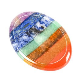 GEMMYDREAM 7 Chakra Crystal Worry Stone for Anxiety and Stress Relief, Natural Healing Crystal Gifts, Polished Gemstone Thumb Stone for Yoga, Meditation, Spiritual Gifts for Family and Friends