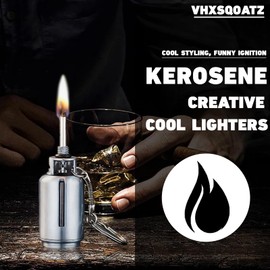 PODIYCOTZ Kerosene Soft Flame Lighter, Cool Vintage Lighter for Men, Windproof Unique Gift for Men Outdoor Candle BBQ Collection Camping (No Butane Fuel) (#12)