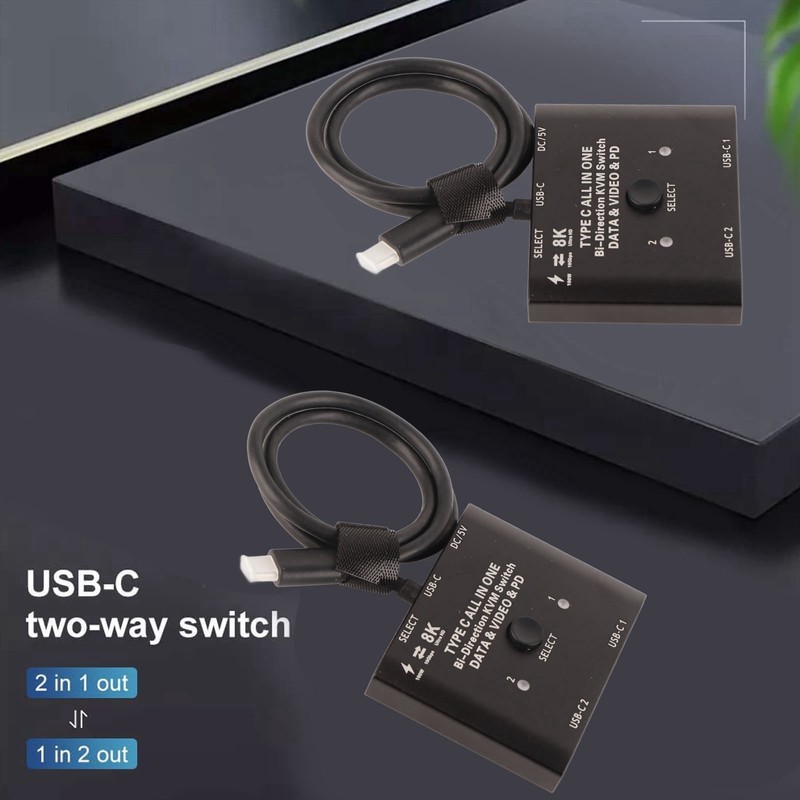 USB C Bi Directional Switcher 2 in 1 Out 1