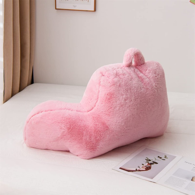 Holawakaka Standard Faux Fur Bed Rest Pillow with Arms, Rabbit
