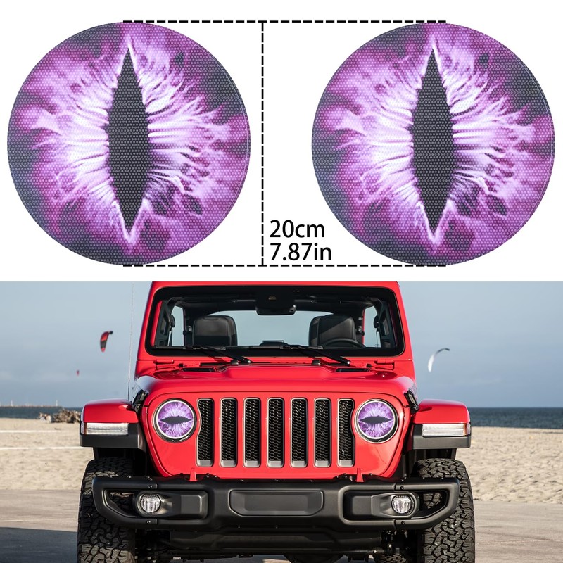 Vyqloren Beast Eyes Headlight Decals, 3D Round Stickers and Decals