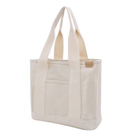 Women's Medium Handbag, Canvas Satchel Tote Bag, Shoulder Bag, Shopper for Books, Everyday Work, beige