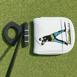 Golf Mallet Putter Cover for DF3 Center Shafted Putter Head Cover Mallet Putter Headcover Magnetic Synthetic Leather Mallet Putter Cover Club Protective Case for Men (Putting Man)