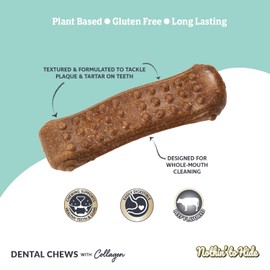 Fieldcrest Farms Nothing to Hide All Natural Rawhide Alternative Dental Bones Dog Chews - & Magnet, Plant Based Wave Treat Chews for Dental Health (Large)