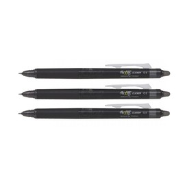 Pilot Frixion Point Clicker Pen - 0.5mm Fine Synergy Tip - Black Ink - Set Of 3
