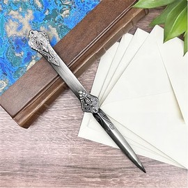 Nostalgic Impressions Decorative Letter Opener Paper Cutting Knife Premium Antiqued Metal for Envelopes with Vintage Detail 7” Long