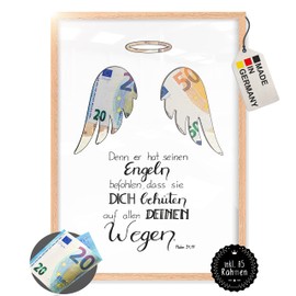 myDreamwork® Money Gift Wings | Ready Framed | Christening Gifts for Girls Boys | Communion, Confirmation, Youth Consecration | Money Gift Packaging in DIN A5