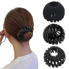 Zeayebsr 3 x Large Hair Clips Bird Nest Vintage Plastic Hair Clips Non-Slip Thick Hair Clips for Women Girls Hair Accessories (Black)