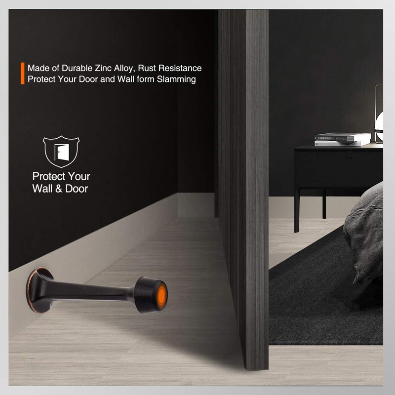 KOVOSCH Solid Rigid Door Stops with Soft Rubber Tips -
