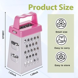 COMNICO Mini Cheese Grater, 3Pcs Stainless Steel Box Grater with Handle Professional Cheese Slicer Grater for Kitchen Slicer Cheese Ginger Vegetable Multifunction Dishwasher Safe