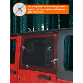 Savadicar Rear Window Sun Shades, Breathable Mesh Side Window Sunshade, Stretchy Sun Screen Net Compatible with 1997-2024 Jeep Wrangler TJ JK JL & Gladiator JT, Anti-UV for Baby/Pets/Camping, Pair