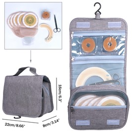 Ostomy Colostomy Travel Bag,Hanging Organizer Bag Accessory Storage Bags Pouch for Ostomy Supplies (Grey)