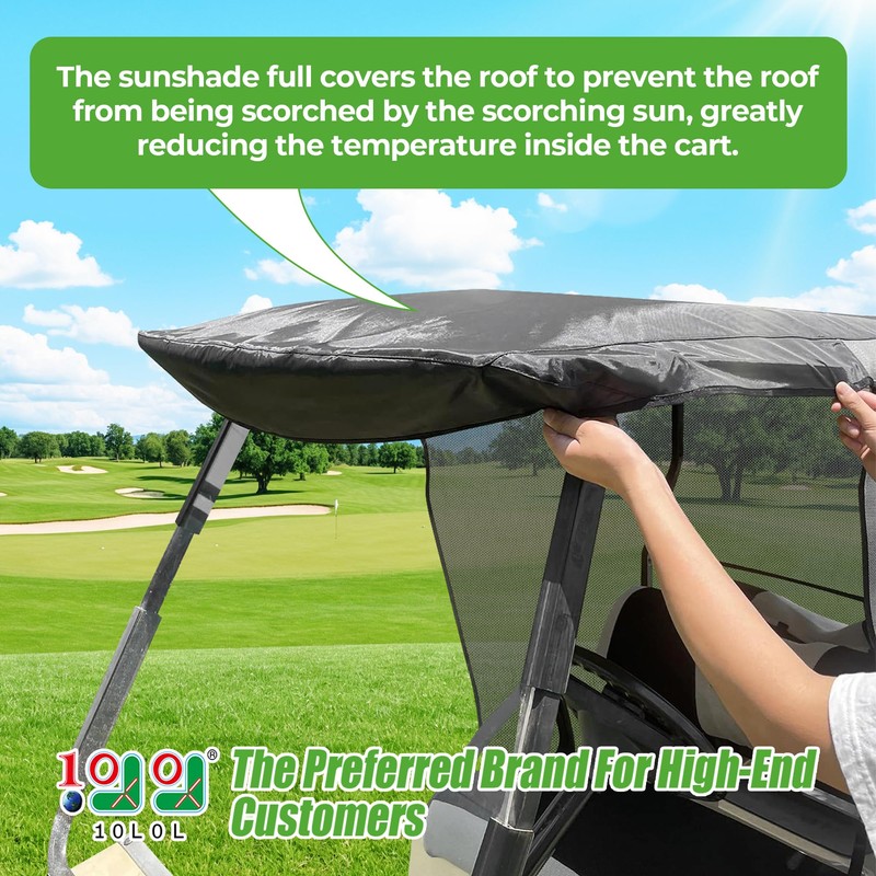 10L0L Golf Cart Sun Shade Cover for Club Car DS