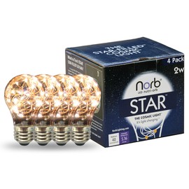 NorbSTAR Decorative LED Filament Bulbs, Star-Filled A19 LED Lights for Indoor & Outdoor, Energy-Efficient, Warm White, Perfect for Weddings, Events, Patios, Bedrooms & Ambient Lighting (4-Pack)
