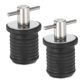 PATIKIL 1" Boat Drain Plug 2pcs T Handle Stainless Steel Boat Plug Snap Drain Marine Twist Plug Rubber Plug Yacht Kayak Marine Boat Drain
