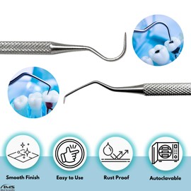 Professional Dental Tartar Scraper Tool Oral Picks to Remove Calculus from Teeth, Plaque Remover, Tooth Scraper for Oral Hygiene Care Made of Stainless Steel (EXP #23/17A)