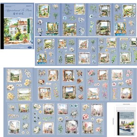 Alideco 18pcs Scrapbook Stickers Vintage European Architecture Flower Maiden Café Gourmet Sticker Book for Adults Sticker journaling Stickers for Scrapbooking (chuangwaidehua)