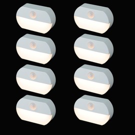 Wotermly 8 Pack Motion Sensor Light Indoor, Closet Light Without Wiring, Cordless Battery-Powered LED Night Light, Stick-Anywhere Wall Lights for Stairs, Hallway, Bathroom, Bedroom, Wardrobe