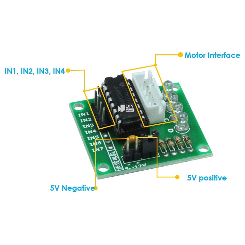 DIYables 28BYJ-48 ULN2003 5V Stepper Motor with Driver for Arduino,