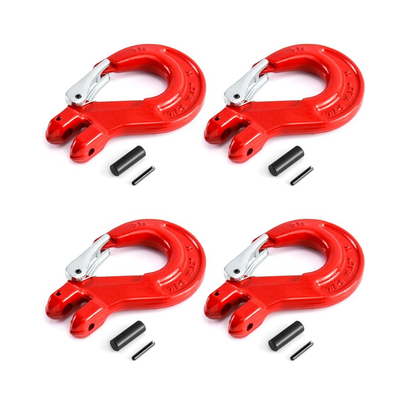 QWORK Clevis Slip Hook with Latch, 4 Pack, 3/8", 4400
