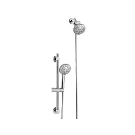Generic Wall Bar 6 -Spray Patterns with 1.8 GPM 4.5 in. Wall Mount Dual Shower Heads with Nail Glue Installation in Chome, 1009510707