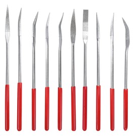 Gasea Diamond Coated Riffler File Assorted Set, 10pcs Mini Riffler Needle Files Kit for Jewelers Wood Carving Craft (4 x 160mm)
