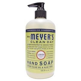 Mrs. Meyer’s Jabón de Manos Líquido Limón Verbena 370 ml, Aroma Cítrico y Refrescante, Fórmula Suave de Origen Vegetal, Sin Parabenos ni Crueldad Animal, Ideal para Uso Diario