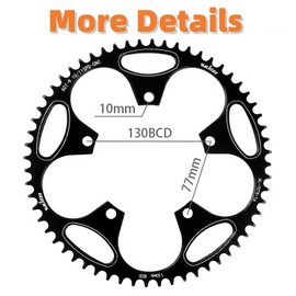 goucrro 110/130 BCD Chainring 36/38/40/42/44/46/48/50/52/54/56/58/60T Round Narrow Wide Bicycle Chainring with 5 Screws for Road Bike Folding Bicycle(Black,130BCD-40T)