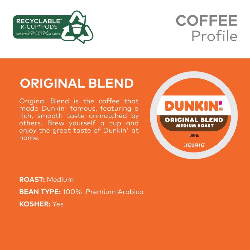 Dunkin' Donuts Single-Serve Coffee K-Cup®, Original Blend, Carton Of 44
