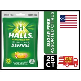 HALLS Defense Assorted Citrus Sugar Free Vitamin C Drops, 25 Drops